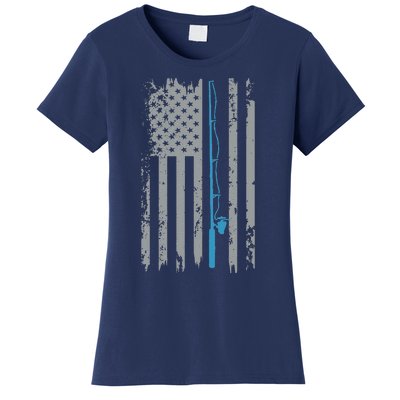 American Flag Fishing Vintage Fisherman Women's T-Shirt