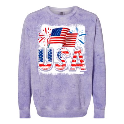 American Flag Funny Usa 4th Of July Funny Mom Mama Gift Colorblast Crewneck Sweatshirt