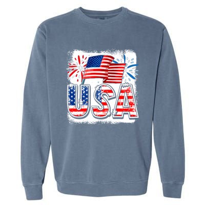 American Flag Funny Usa 4th Of July Funny Mom Mama Gift Garment-Dyed Sweatshirt