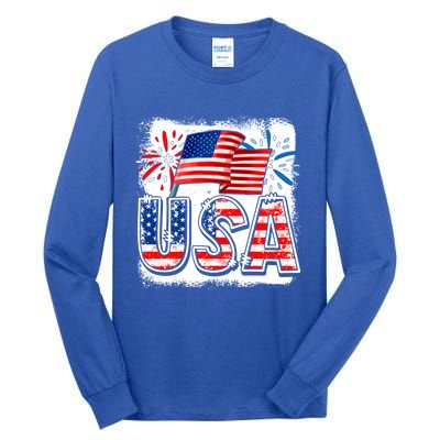 American Flag Funny Usa 4th Of July Funny Mom Mama Gift Tall Long Sleeve T-Shirt