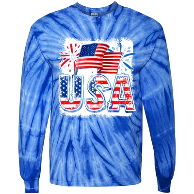 American Flag Funny Usa 4th Of July Funny Mom Mama Gift Tie-Dye Long Sleeve Shirt