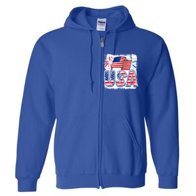 American Flag Funny Usa 4th Of July Funny Mom Mama Gift Full Zip Hoodie