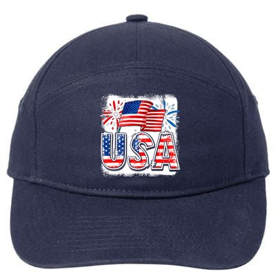 American Flag Funny Usa 4th Of July Funny Mom Mama Gift 7-Panel Snapback Hat