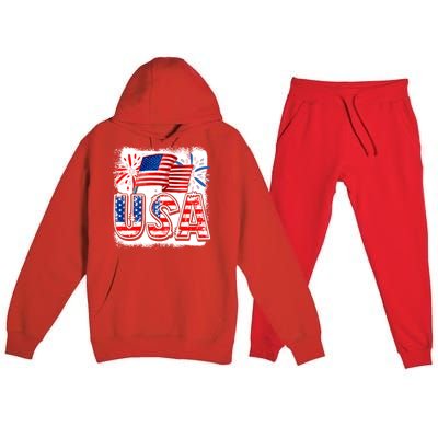 American Flag Funny Usa 4th Of July Funny Mom Mama Gift Premium Hooded Sweatsuit Set