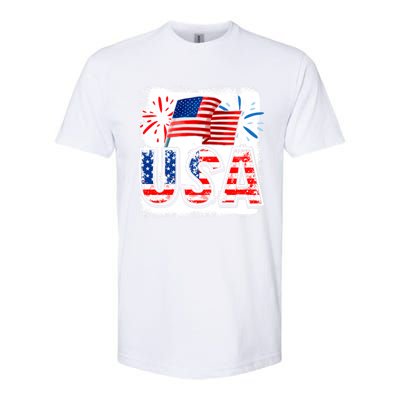 American Flag Funny Usa 4th Of July Funny Mom Mama Gift Softstyle CVC T-Shirt