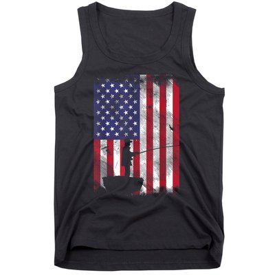 America Flag Fisherman Vintage Fishing Patriotic Angler Gift Tank Top