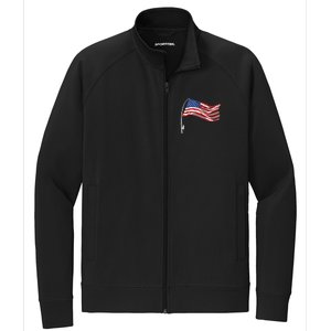 American Flag Fishing Rod 4th Of July Patriotic Fisherman Stretch Full-Zip Cadet Jacket