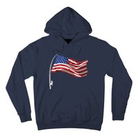 American Flag Fishing Rod 4th Of July Patriotic Fisherman Hoodie