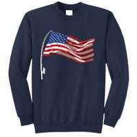 American Flag Fishing Rod 4th Of July Patriotic Fisherman Sweatshirt