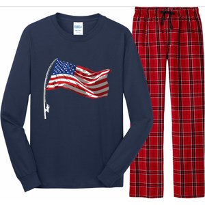 American Flag Fishing Rod 4th Of July Patriotic Fisherman Long Sleeve Pajama Set