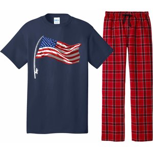 American Flag Fishing Rod 4th Of July Patriotic Fisherman Pajama Set