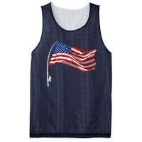 American Flag Fishing Rod 4th Of July Patriotic Fisherman Mesh Reversible Basketball Jersey Tank