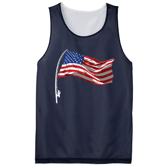 American Flag Fishing Rod 4th Of July Patriotic Fisherman Mesh Reversible Basketball Jersey Tank