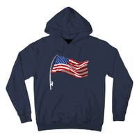 American Flag Fishing Rod 4th Of July Patriotic Fisherman Tall Hoodie