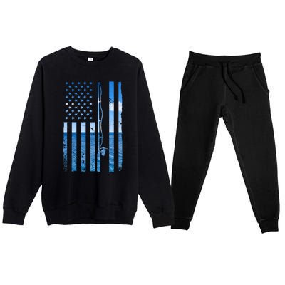 American Flag Fish Fisher Fisherman Funny Bass Fishing Usa Premium Crewneck Sweatsuit Set