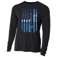 American Flag Fish Fisher Fisherman Funny Bass Fishing Usa Cooling Performance Long Sleeve Crew