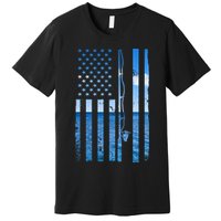 American Flag Fish Fisher Fisherman Funny Bass Fishing Usa Premium T-Shirt