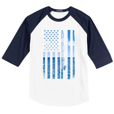 American Flag Fish Fisher Fisherman Funny Bass Fishing Usa Baseball Sleeve Shirt