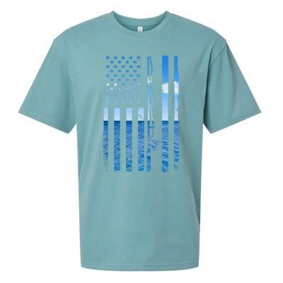 American Flag Fish Fisher Fisherman Funny Bass Fishing Usa Sueded Cloud Jersey T-Shirt