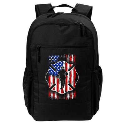 American Flag Firefighter Usa United States Badge Daily Commute Backpack