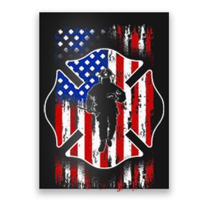 American Flag Firefighter Usa United States Badge Poster