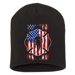 American Flag Firefighter Usa United States Badge Short Acrylic Beanie