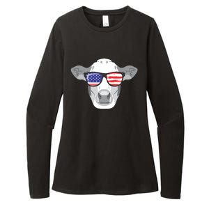 American Flag Fourth Of July Animal Cow Lover Cute Gift Womens CVC Long Sleeve Shirt