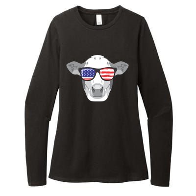 American Flag Fourth Of July Animal Cow Lover Cute Gift Womens CVC Long Sleeve Shirt