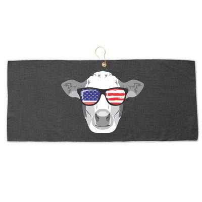 American Flag Fourth Of July Animal Cow Lover Cute Gift Large Microfiber Waffle Golf Towel