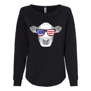 American Flag Fourth Of July Animal Cow Lover Cute Gift Womens California Wash Sweatshirt