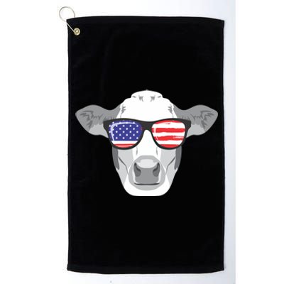 American Flag Fourth Of July Animal Cow Lover Cute Gift Platinum Collection Golf Towel