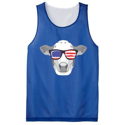 American Flag Fourth Of July Animal Cow Lover Cute Gift Mesh Reversible Basketball Jersey Tank