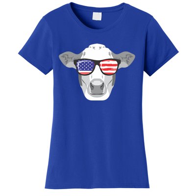 American Flag Fourth Of July Animal Cow Lover Cute Gift Women's T-Shirt