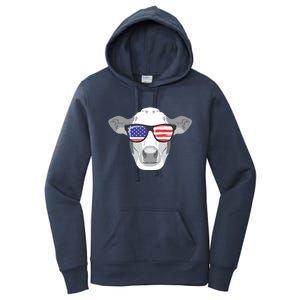 American Flag Fourth Of July Animal Cow Lover Cute Gift Women's Pullover Hoodie