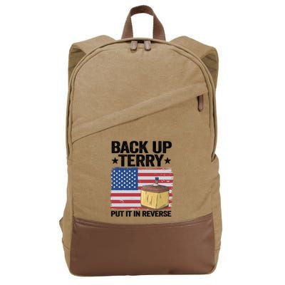 American Flag Firework Back Up Terry Put It In Reverse Terry Gift Cotton Canvas Backpack