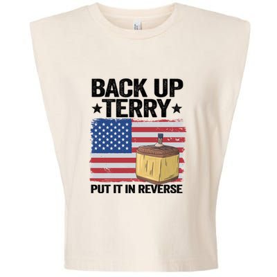 American Flag Firework Back Up Terry Put It In Reverse Terry Gift Garment-Dyed Women's Muscle Tee