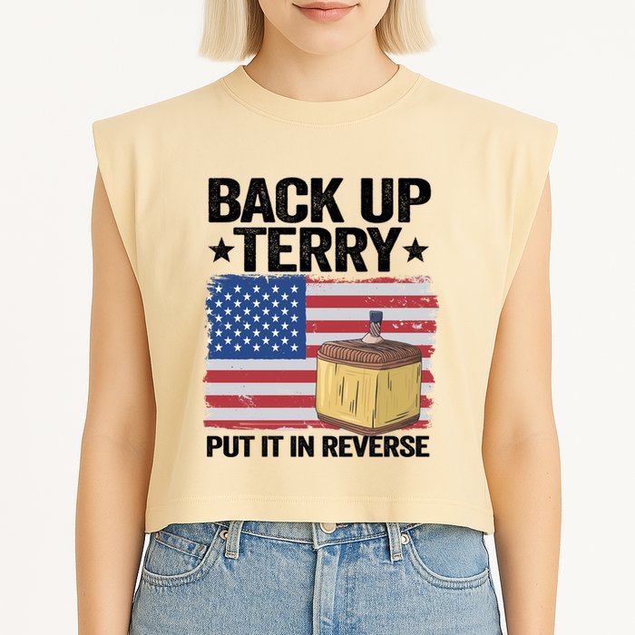 American Flag Firework Back Up Terry Put It In Reverse Terry Gift Garment-Dyed Women's Muscle Tee