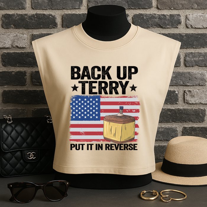 American Flag Firework Back Up Terry Put It In Reverse Terry Gift Garment-Dyed Women's Muscle Tee