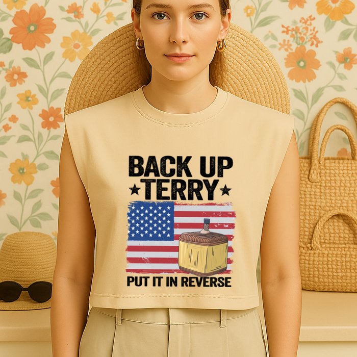 American Flag Firework Back Up Terry Put It In Reverse Terry Gift Garment-Dyed Women's Muscle Tee