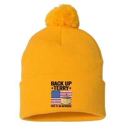 American Flag Firework Back Up Terry Put It In Reverse Terry Gift Pom Pom 12in Knit Beanie