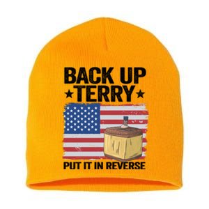 American Flag Firework Back Up Terry Put It In Reverse Terry Gift Short Acrylic Beanie