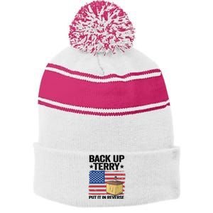 American Flag Firework Back Up Terry Put It In Reverse Terry Gift Stripe Pom Pom Beanie