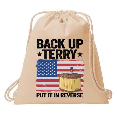 American Flag Firework Back Up Terry Put It In Reverse Terry Gift Drawstring Bag