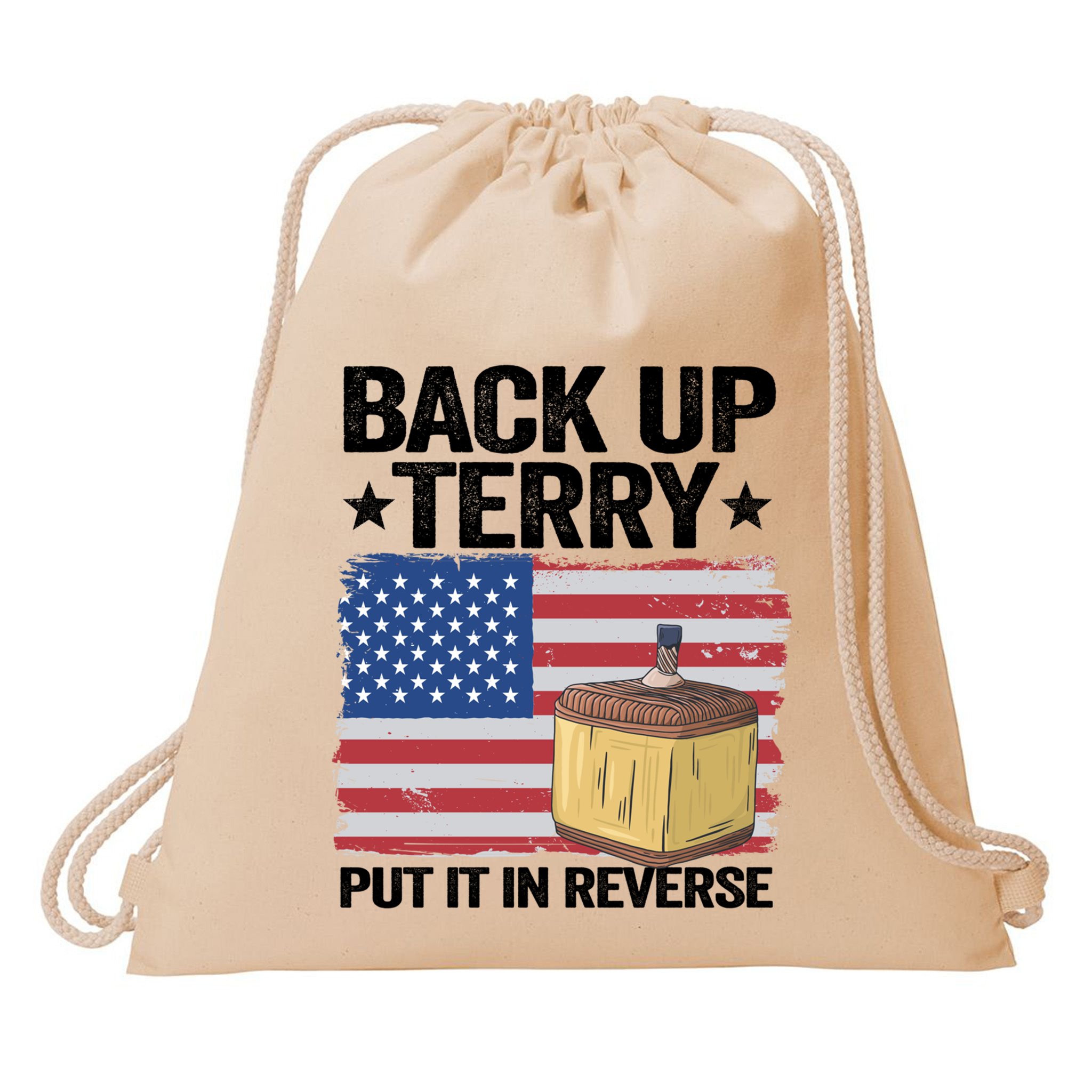 American Flag Firework Back Up Terry Put It In Reverse Terry Gift Drawstring Bag
