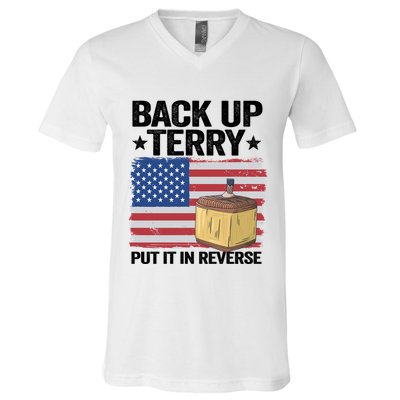American Flag Firework Back Up Terry Put It In Reverse Terry Gift V-Neck T-Shirt