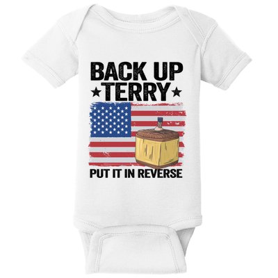 American Flag Firework Back Up Terry Put It In Reverse Terry Gift Baby Bodysuit