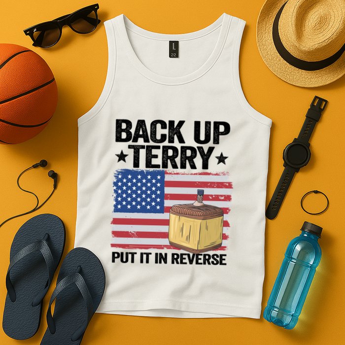 American Flag Firework Back Up Terry Put It In Reverse Terry Gift Tank Top