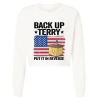 American Flag Firework Back Up Terry Put It In Reverse Terry Gift Cropped Pullover Crew