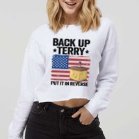 American Flag Firework Back Up Terry Put It In Reverse Terry Gift Cropped Pullover Crew