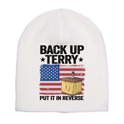 American Flag Firework Back Up Terry Put It In Reverse Terry Gift Short Acrylic Beanie